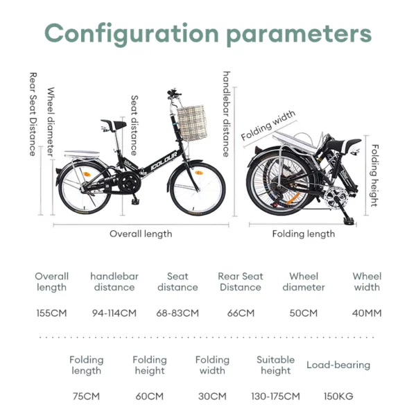Foldable 7 Speed Adult Bike 20inch
